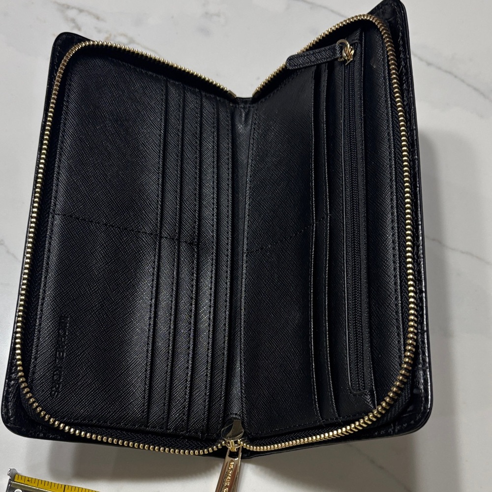 Michael Kors Black Croc-Embossed Wallet with Gold Hardware - Picture 7 of 11
